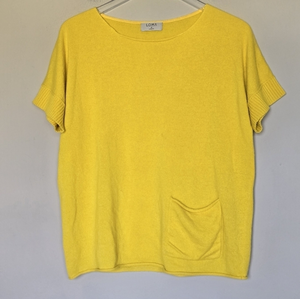 Loma London Short Sleeve Pull-Over Cashmere Pocket Sweater